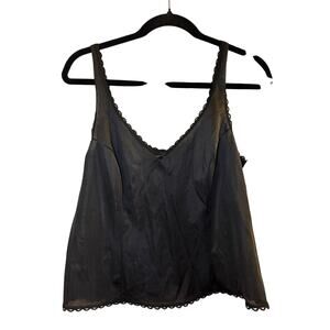 Vintage Y2K Black Sheer Lace Trim Cami Top | Adonna | USA Made